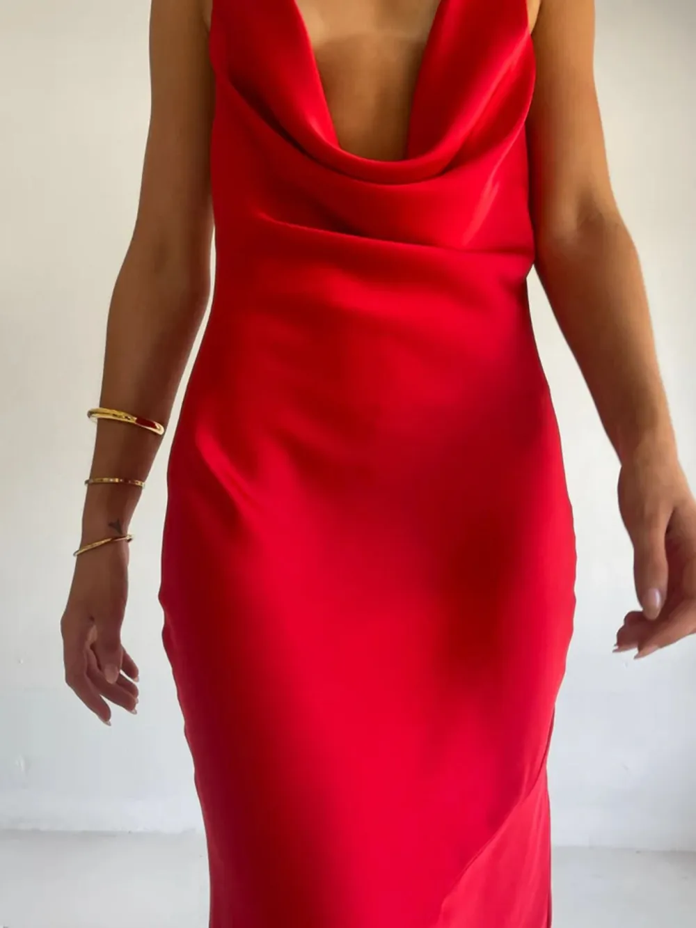 Relaxed Halter Neck Satin Maxi Dress