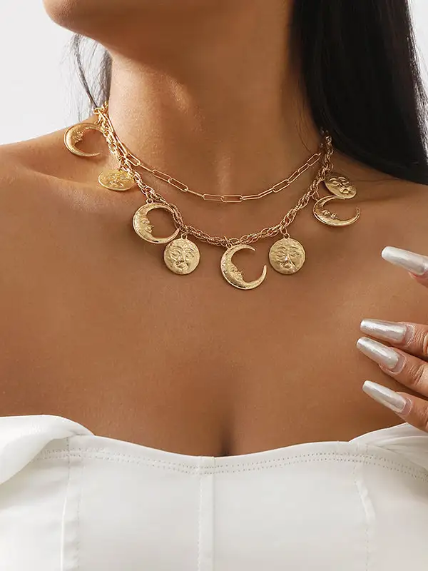 Chain Double Layer Layered Geometric Necklace