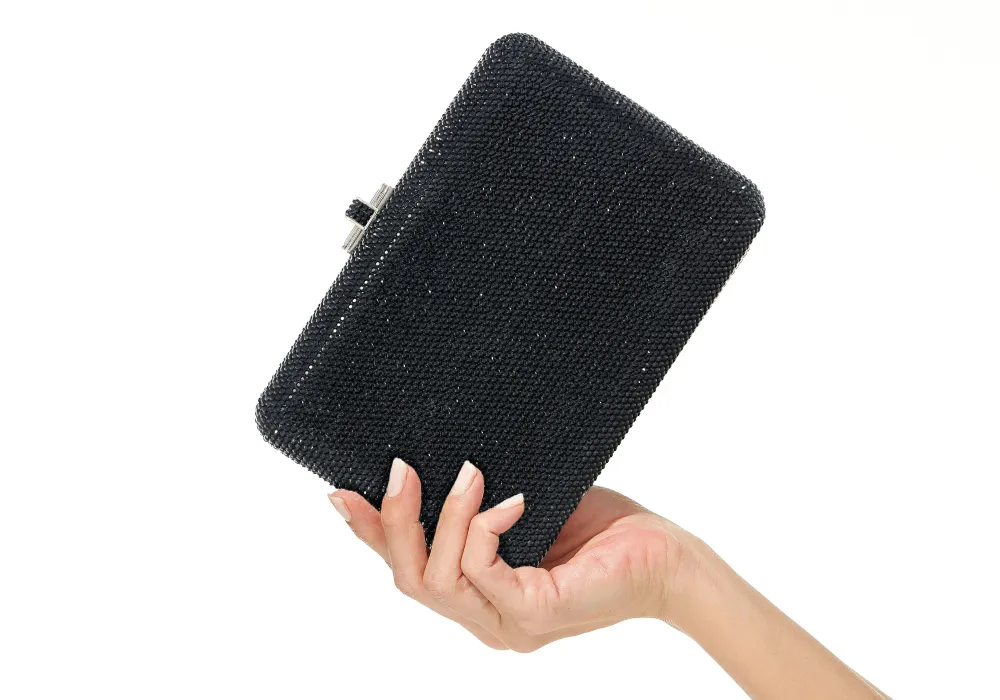 Geometric Slim Slide Crystal Minaudiere