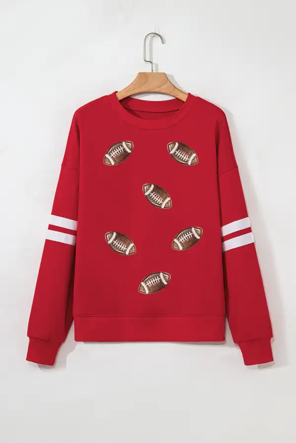 Relaxed Printed Varsity Stripe Sweatshirt