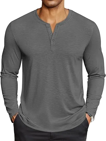 🧍‍♂️ Men’s Henley Long Sleeve Shirt – Lightweight, Soft & Everyday-Ready