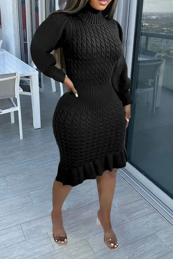 Elegant Ruffle Midi Dress