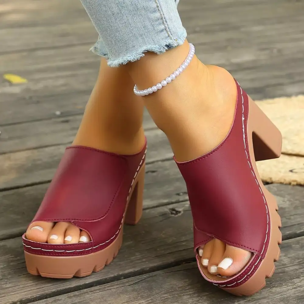Streamlined Open Toe Block Heel Sandals