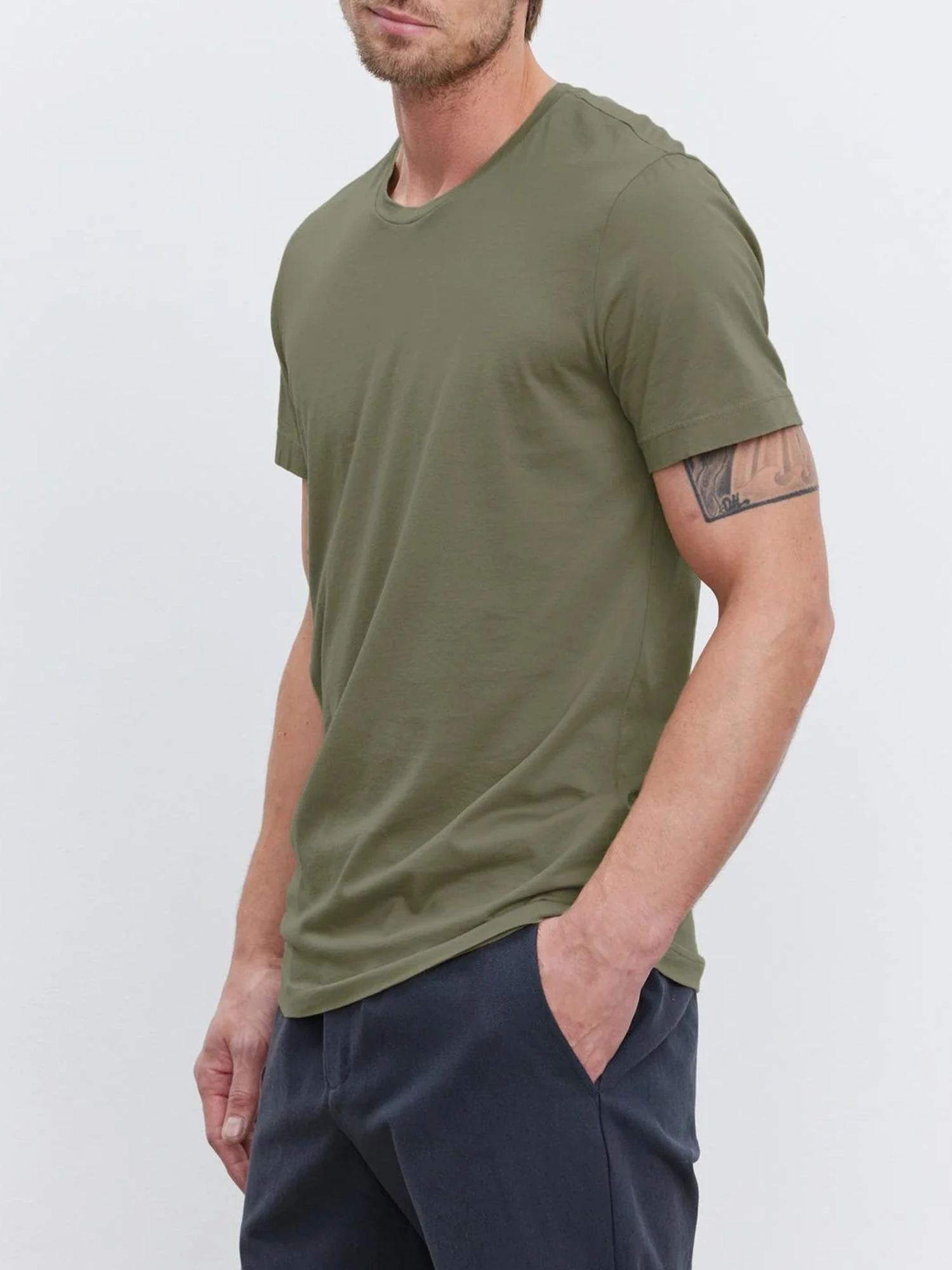 Men's Solid Round Neck Cotton T-Shirt