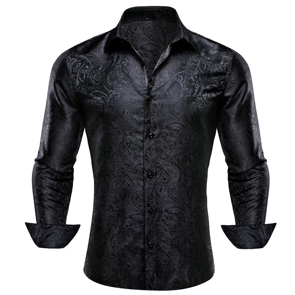 Tailored Paisley Long Sleeve Silk Dress Shirt