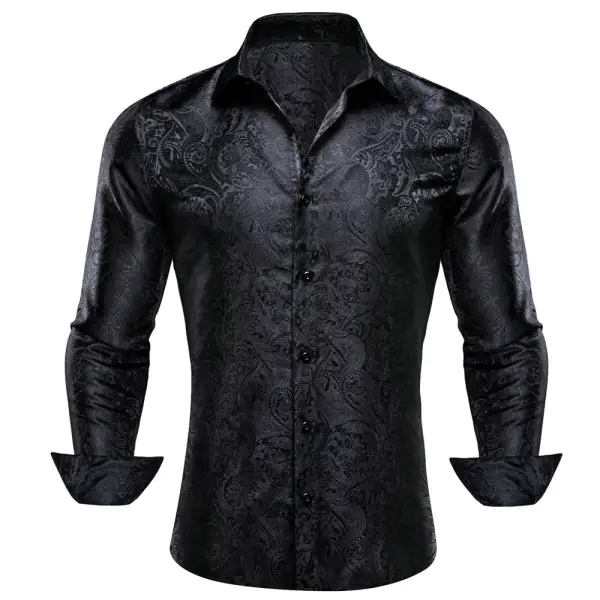 Tailored Paisley Long Sleeve Silk Dress Shirt