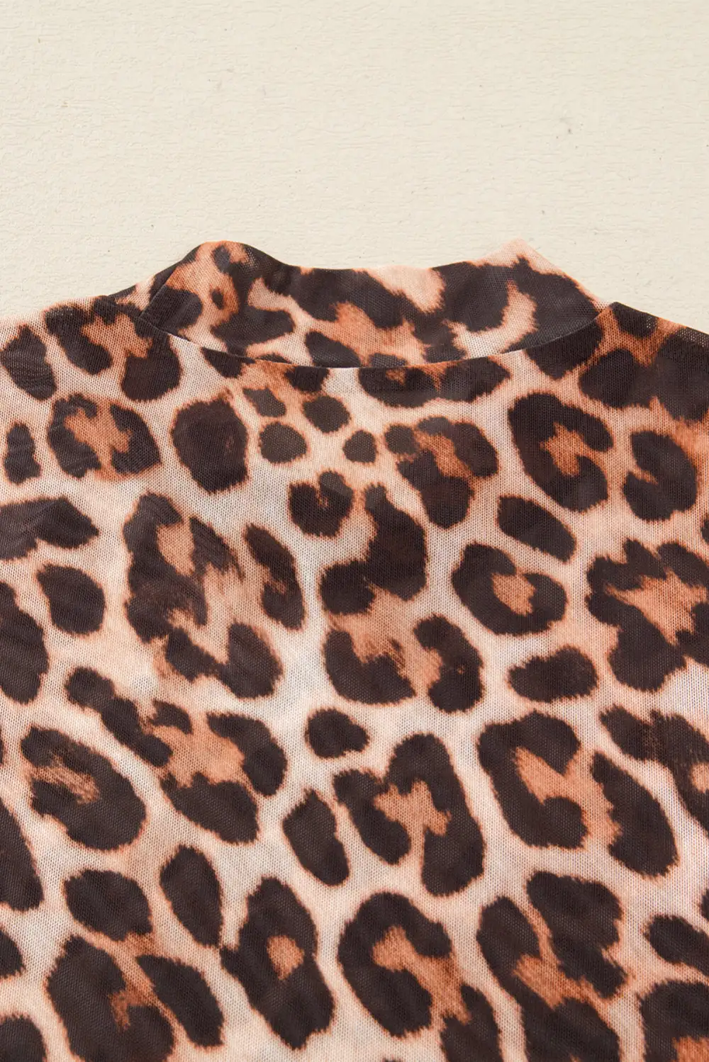 Leopard Print Mesh Long Sleeve Top