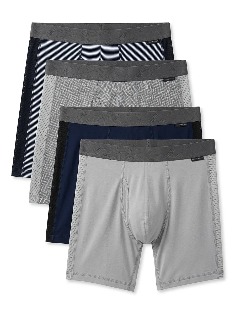 Relaxed Striped Everyday Look Men' Four Pack Boxer Briefs
