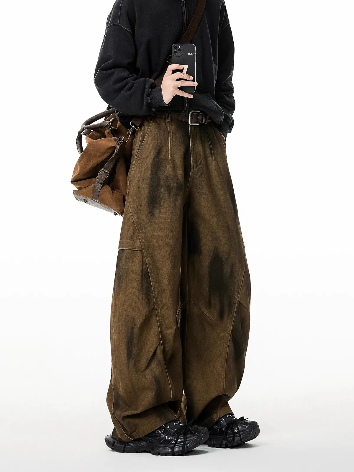 Vintage Washed Wide-Leg Denim Pants