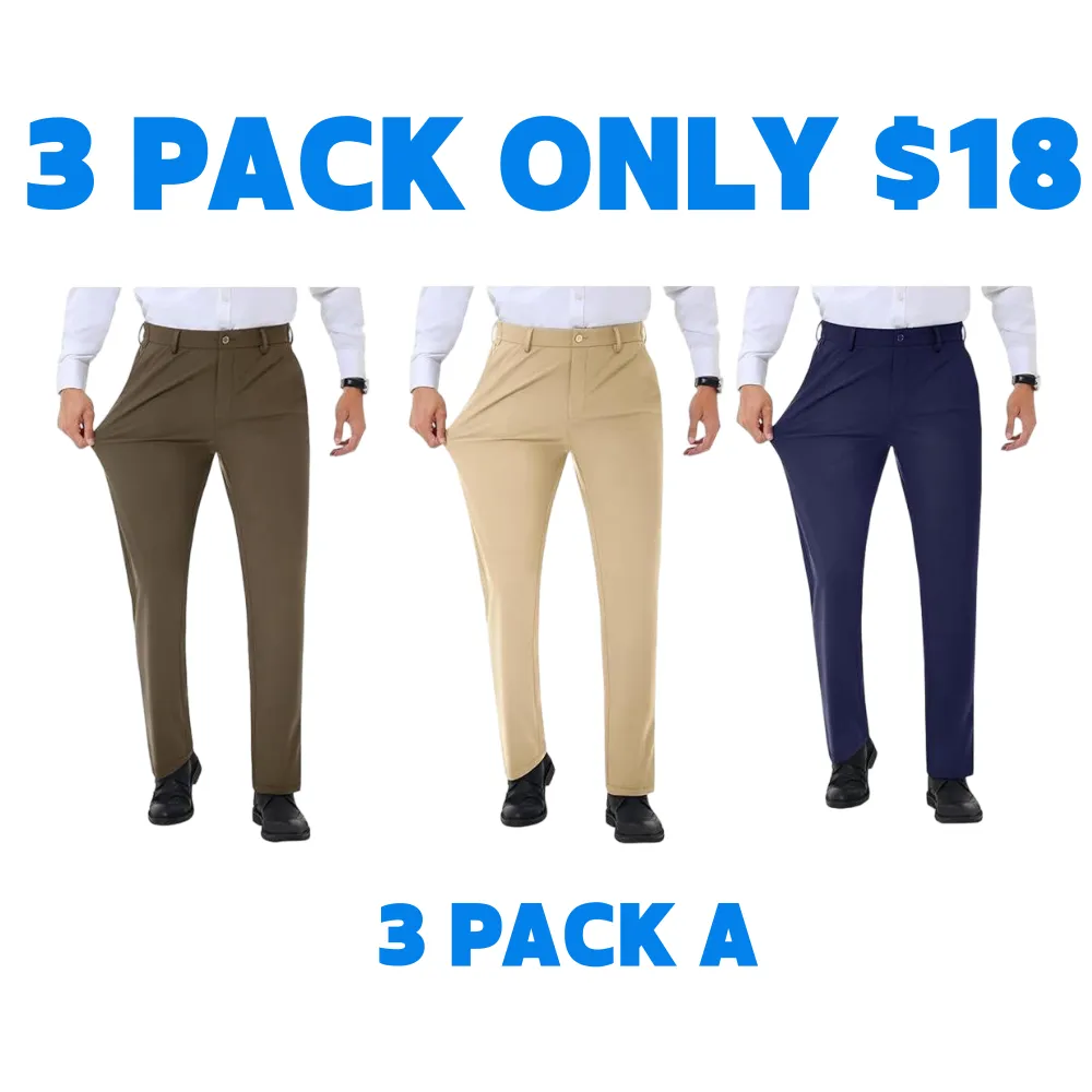 🔥 Black Friday Deal: Men's Stretch Dress Pants 👖 No Iron + Expandable Waist | Golf/Business Casual