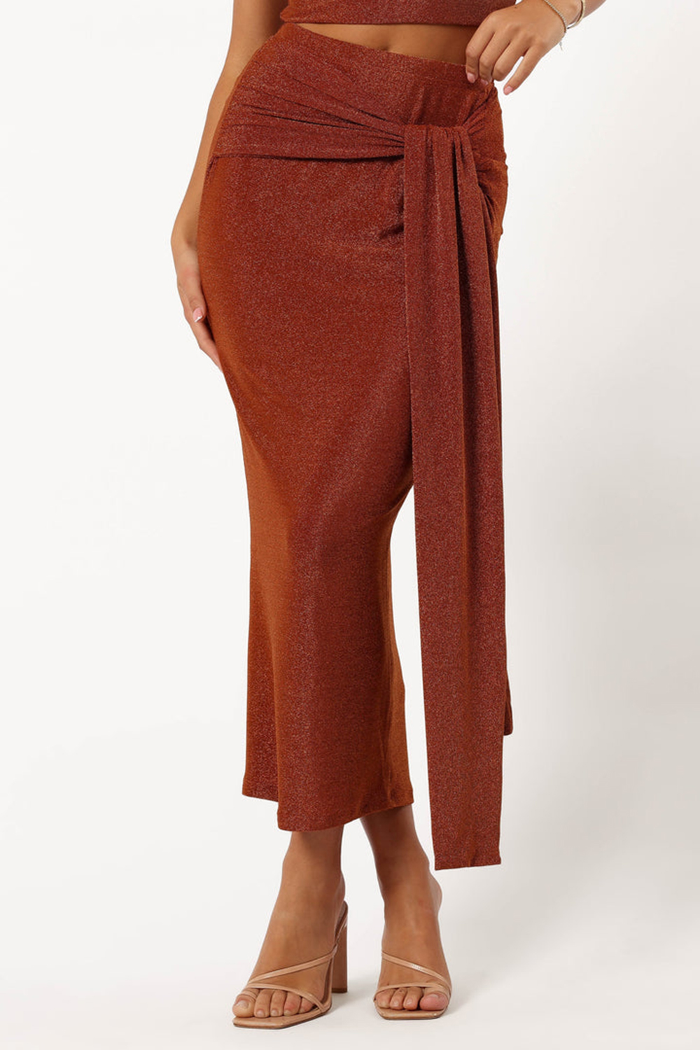 BRONZE SLIM FIT LONG SKIRT