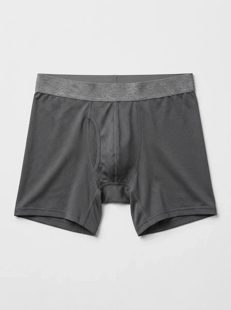 Men's Solid Grey Athletic Printed Boxer Briefs