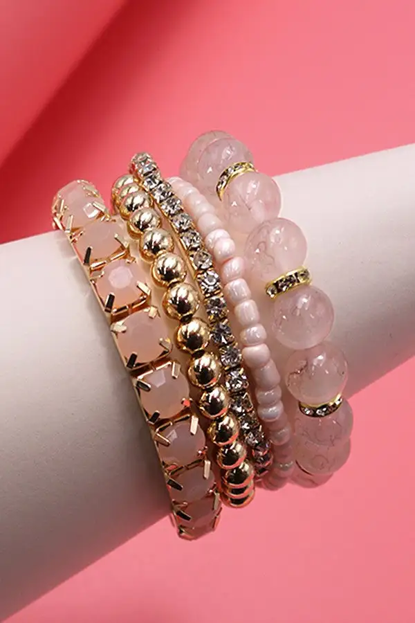 Rhinestone Glass Stretch Bracelet Set