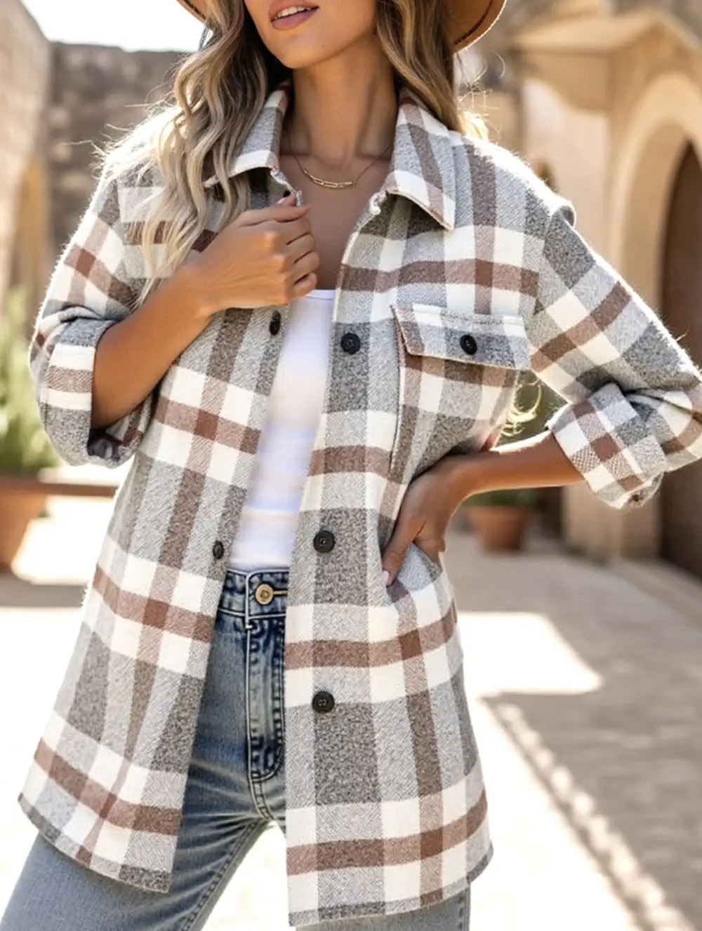 Loose Plaid Long-Sleeved Shirt