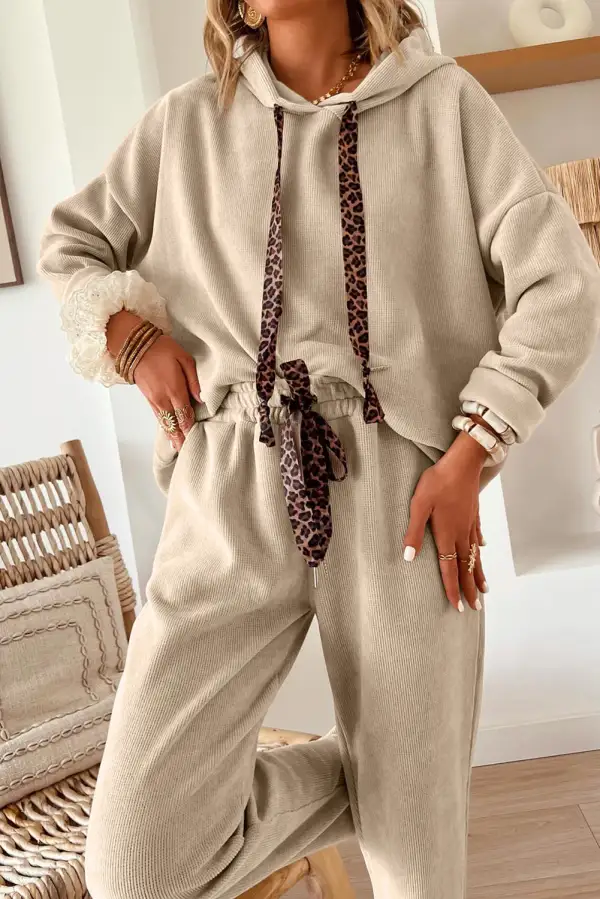Drawstring Pullover Soft Pants Lounge Set