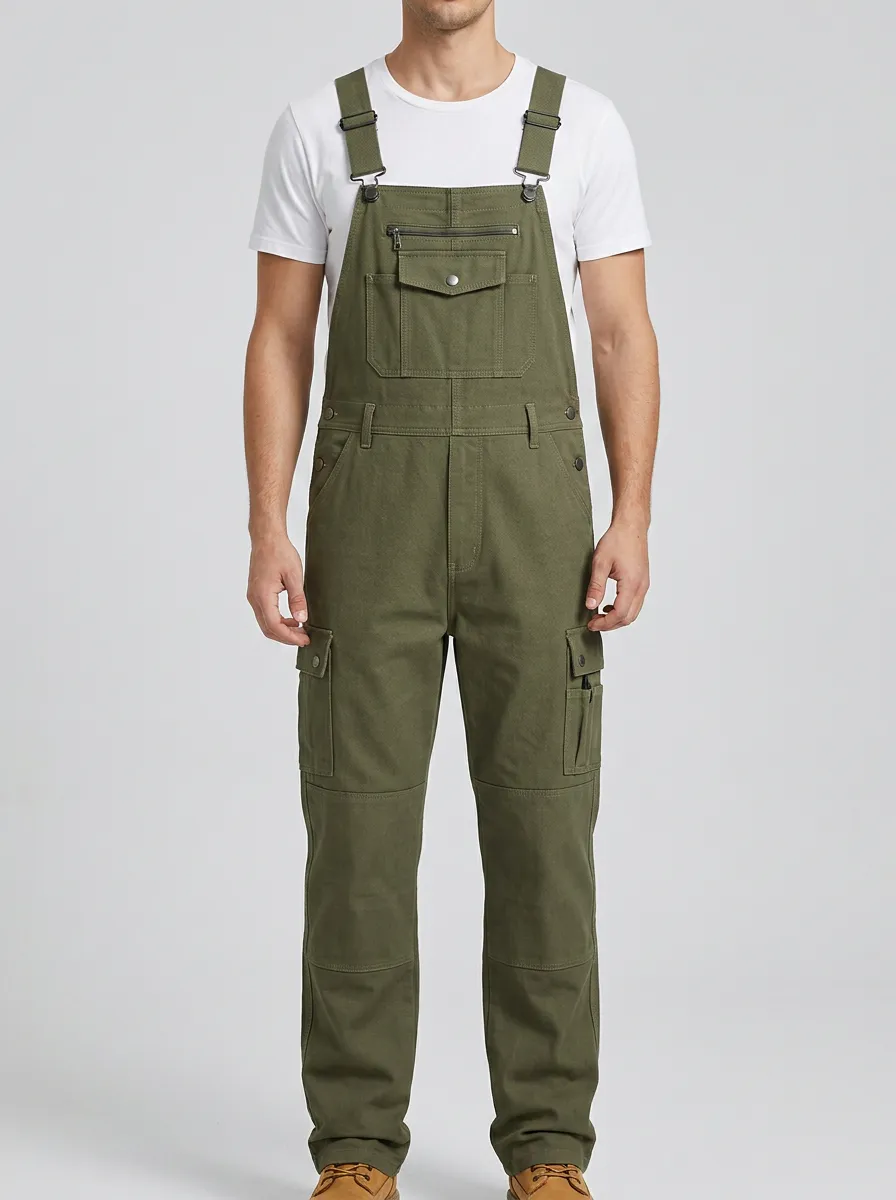 Men's Classic Multi-Pocket Cargo Bib Work Overalls