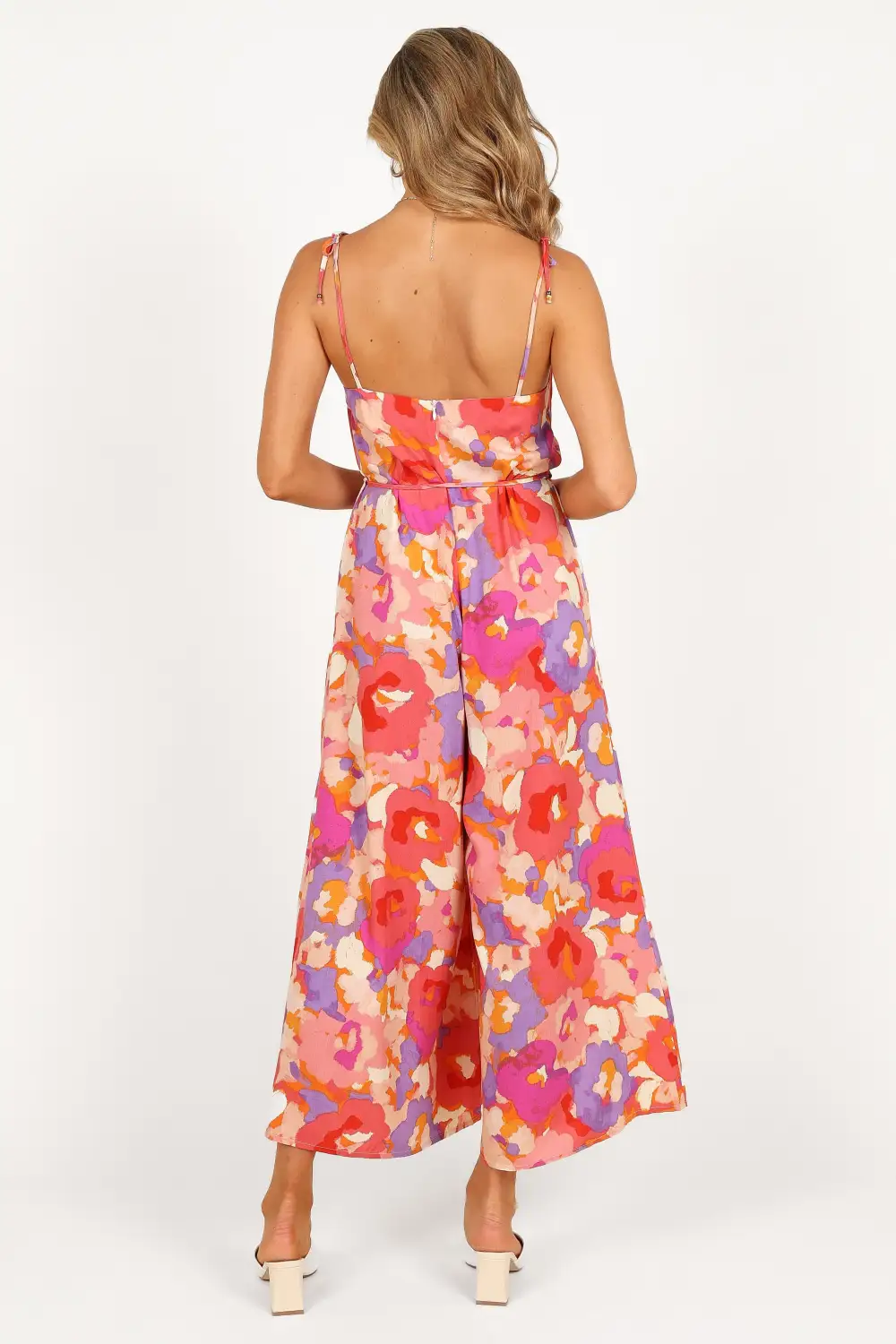 V-Neck Wide-Leg Floral Printed Jumpsuit