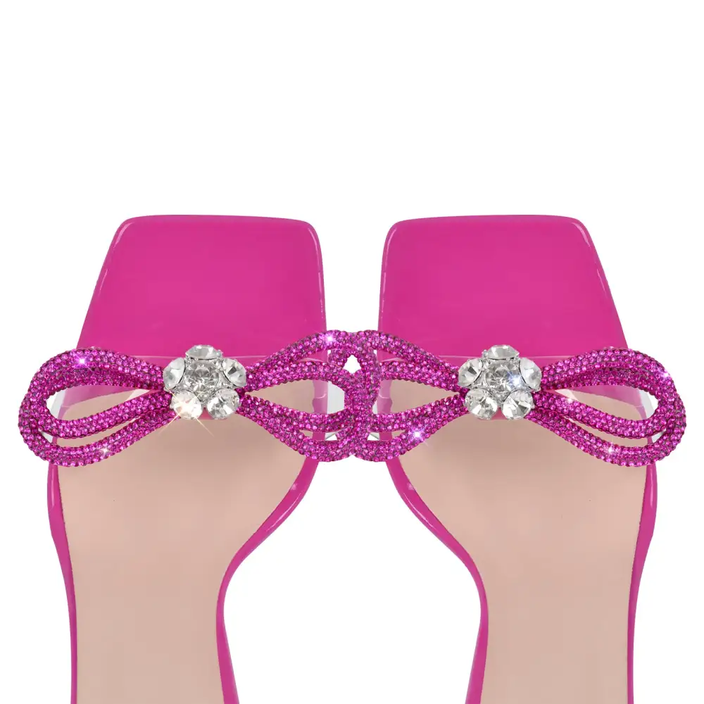 Square Toe Rhinestone Lace Up Stiletto Sandals