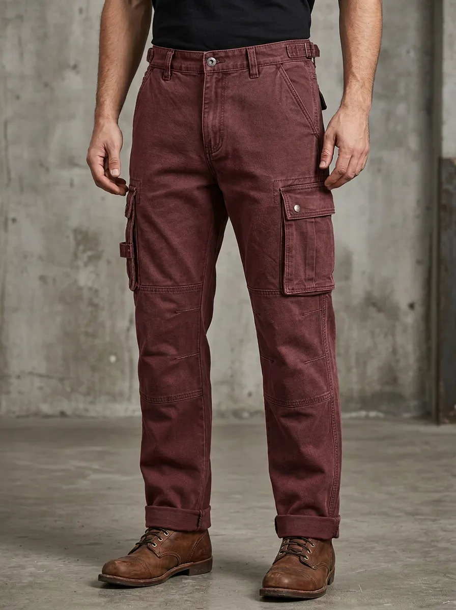Men's Casual Outdoor Multi-Pocket Grey Cargo Pants