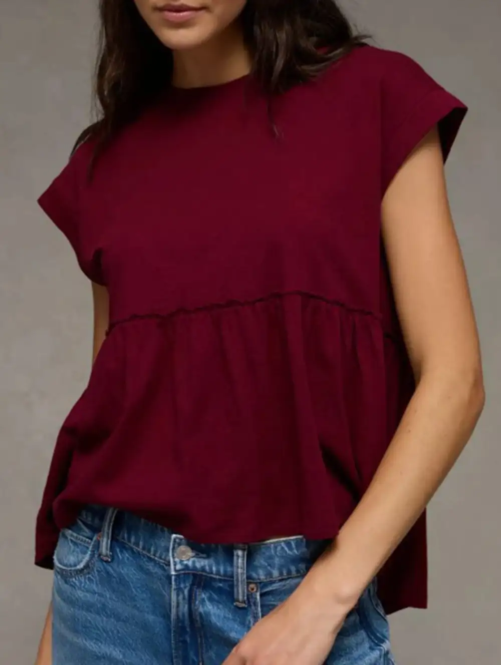 Babydoll Style Thin Top With Back Tie