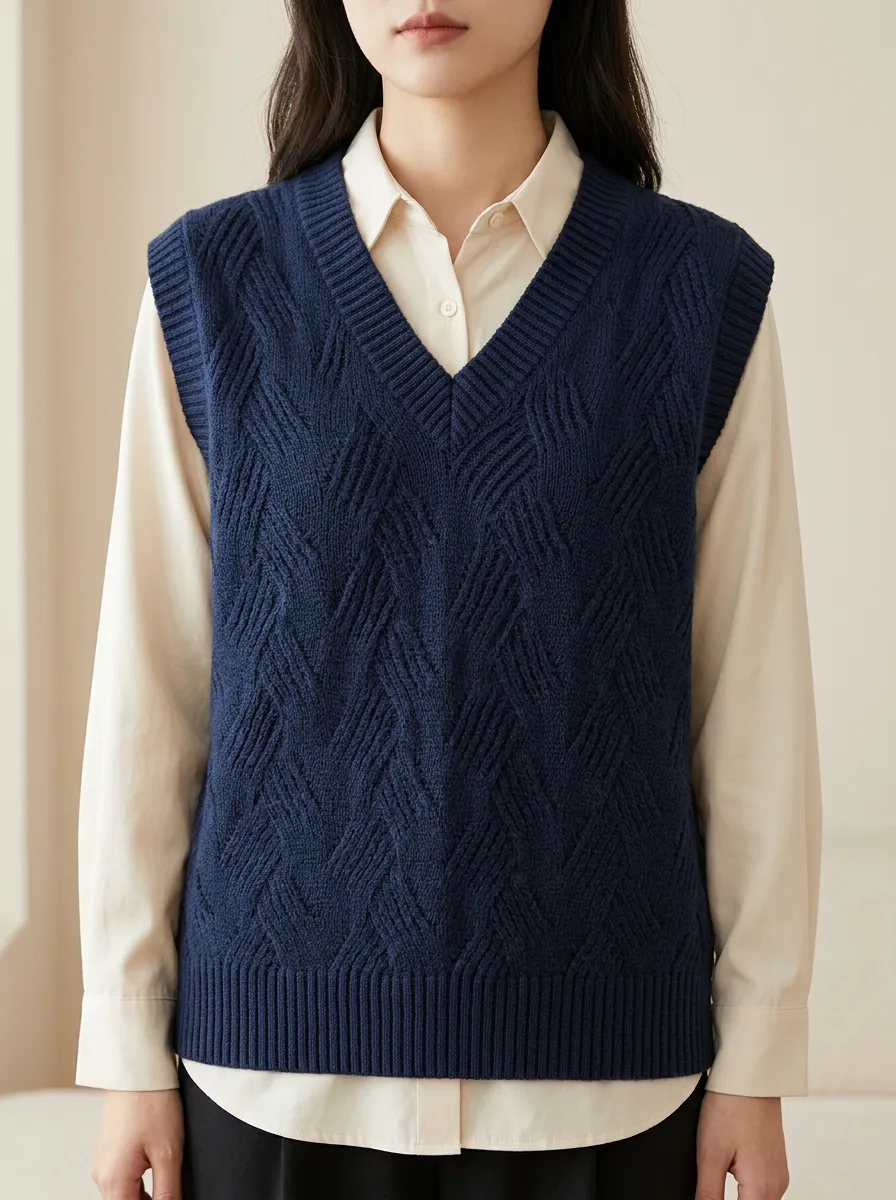 Preppy Cable Vneck Sweater Vest