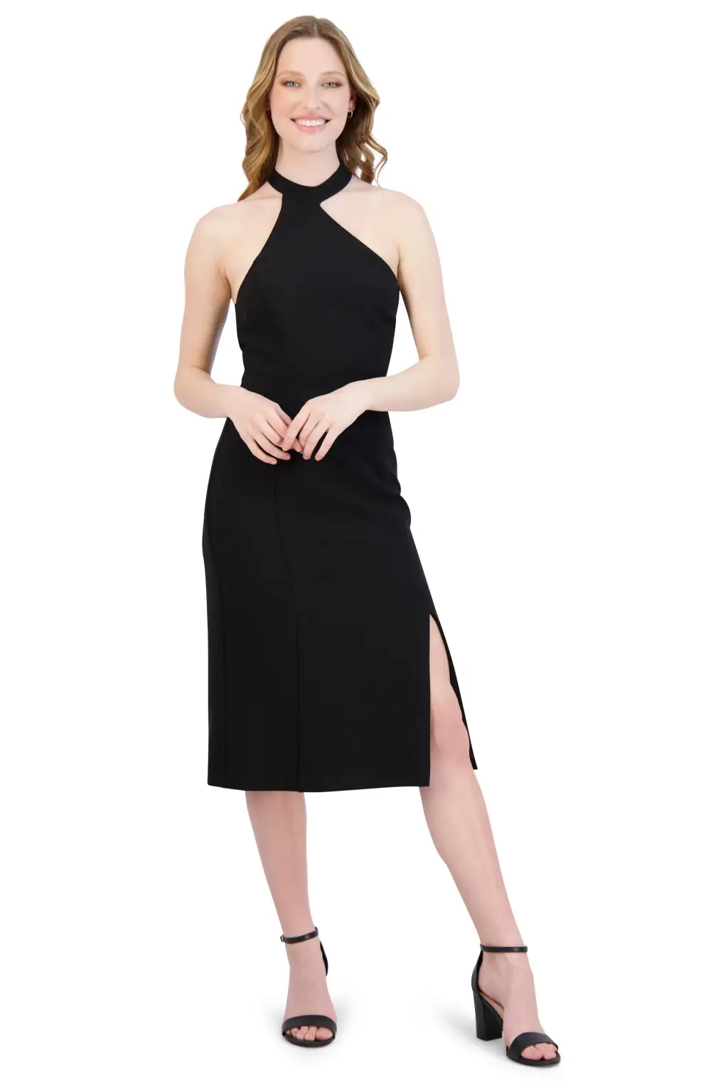 Asymmetric Shoulder Midi Dress