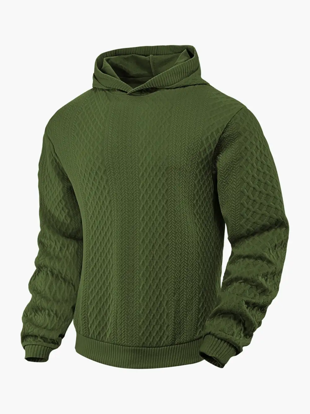 Men's Structured Funnel Neck Pullover with Hood and Honeycomb Jacquard Utility Shirt