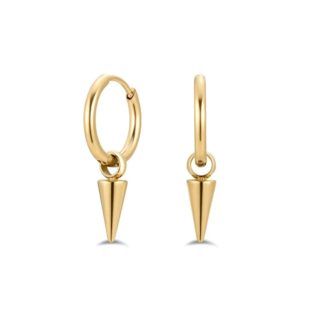 Stainless Steel Spike Drop Classic Hoop Earrings