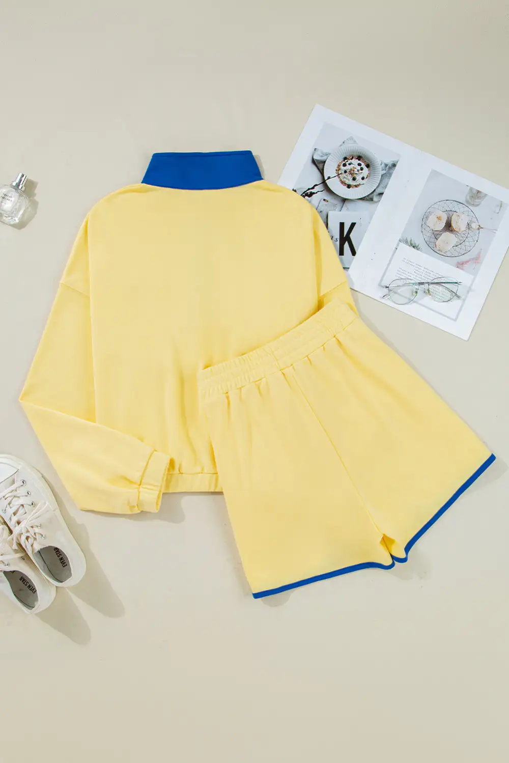 Button Pullover Relaxed Shorts Lounge Set Mood