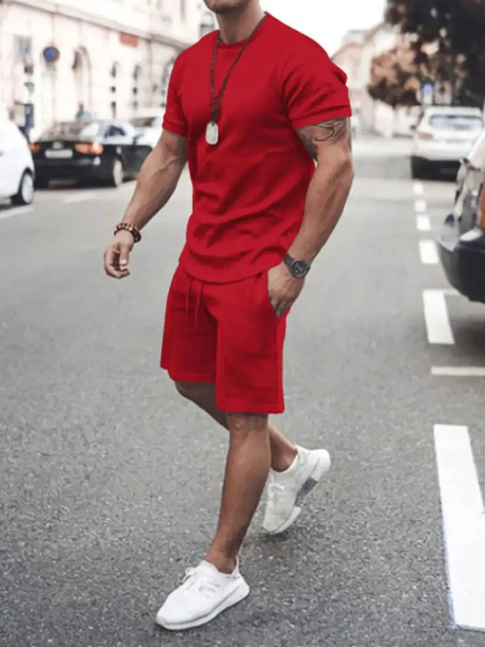 Layered Cotton Blend Casual Shorts