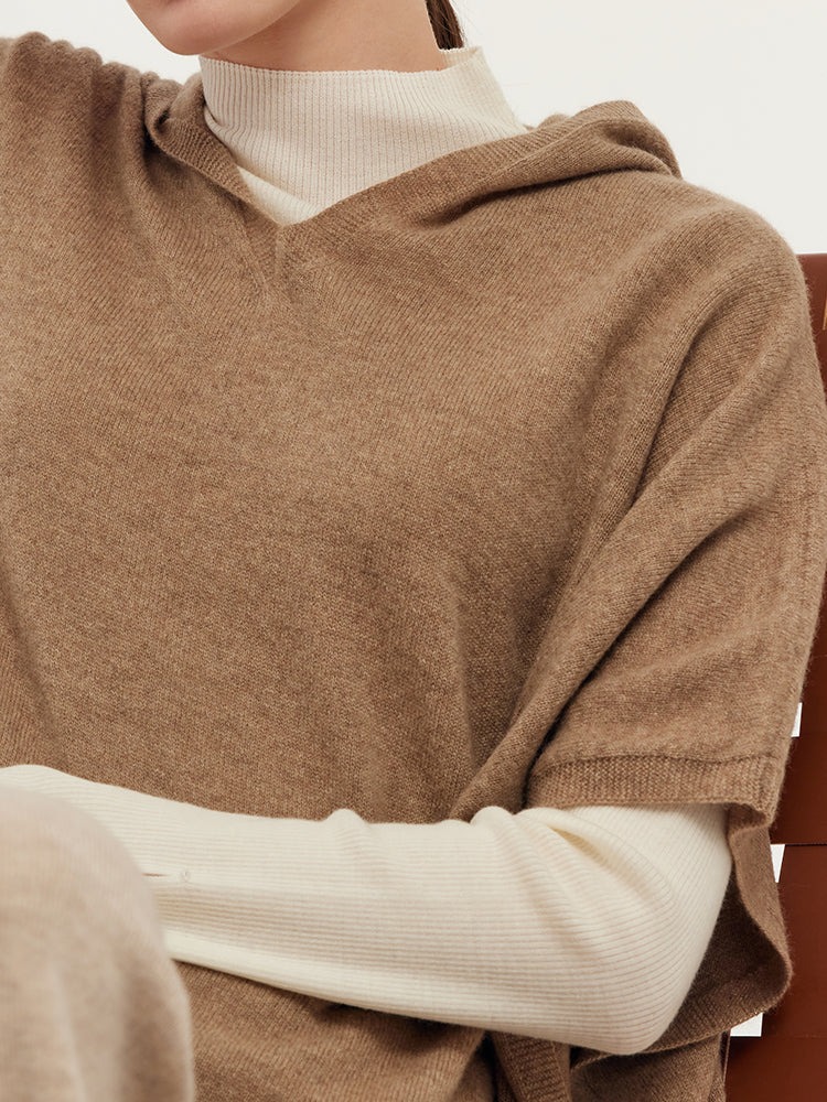 Cashmere Hooded Poncho Sweater