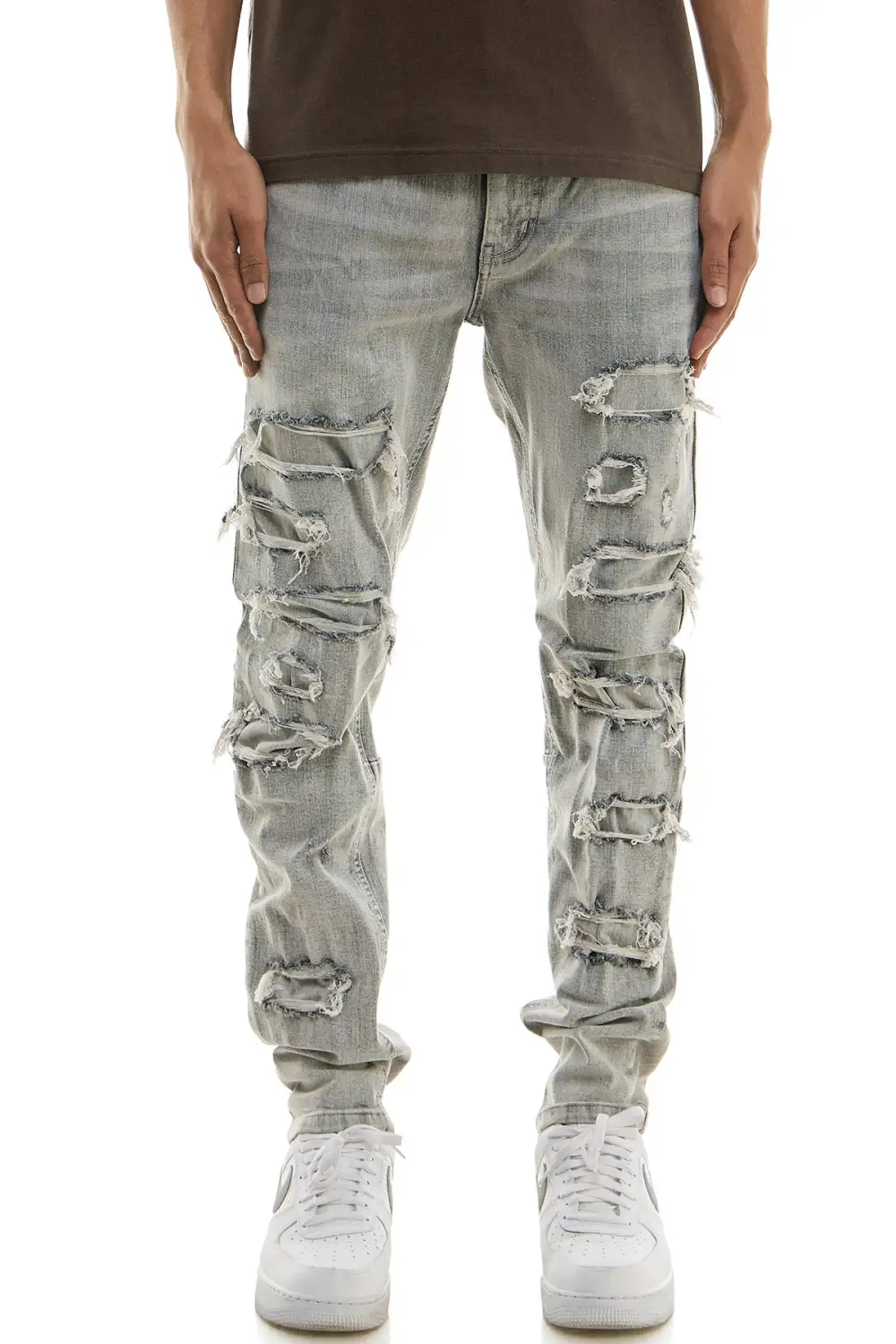 Men's Skinny Patchwork Stretch Jeans