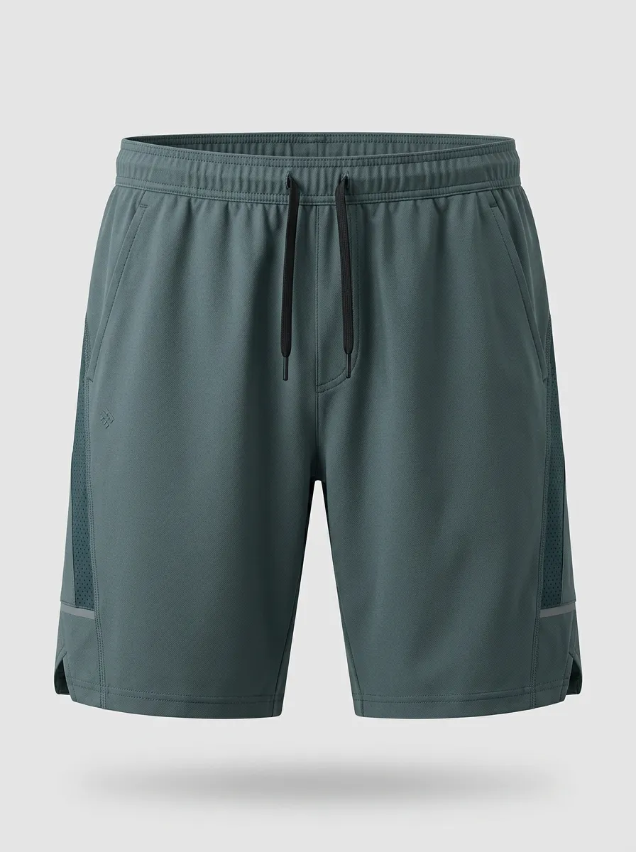 Men's Athletic Sports Breathable Mesh Panel Drawstring Shorts