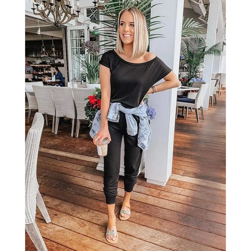 Women's Jumpsuit Off-Shoulder Elastic Waist Stretchy