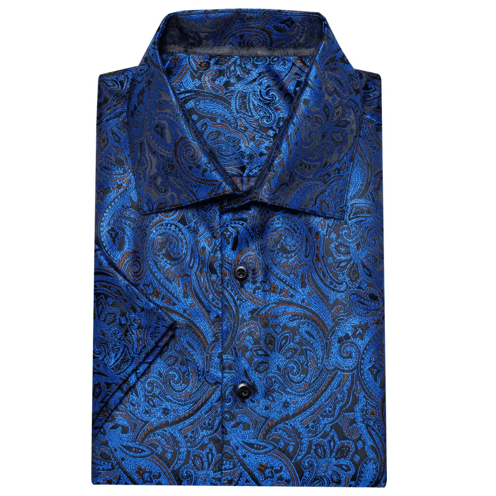 Modern Paisley Jacquard Short Sleeve Dress Shirt