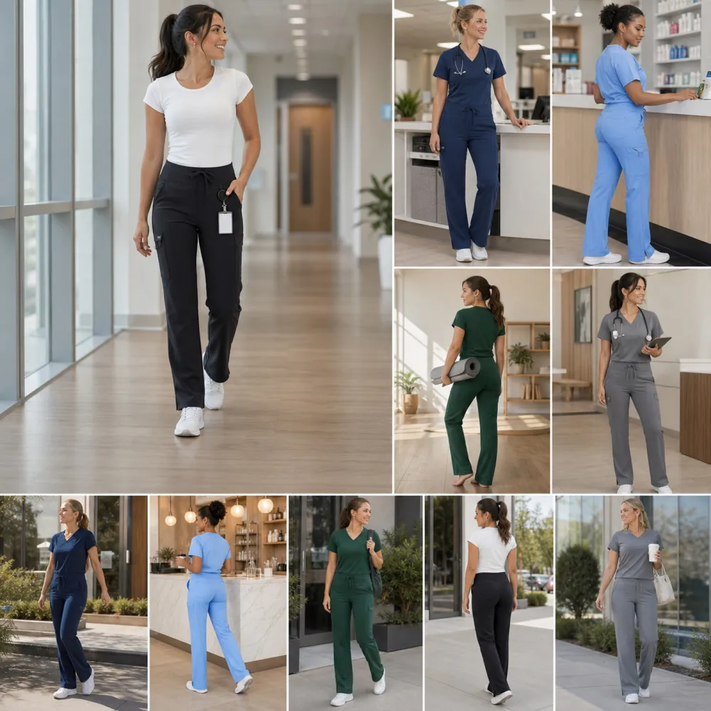 Women's High-Rise Stretch Scrub Cargo Pants