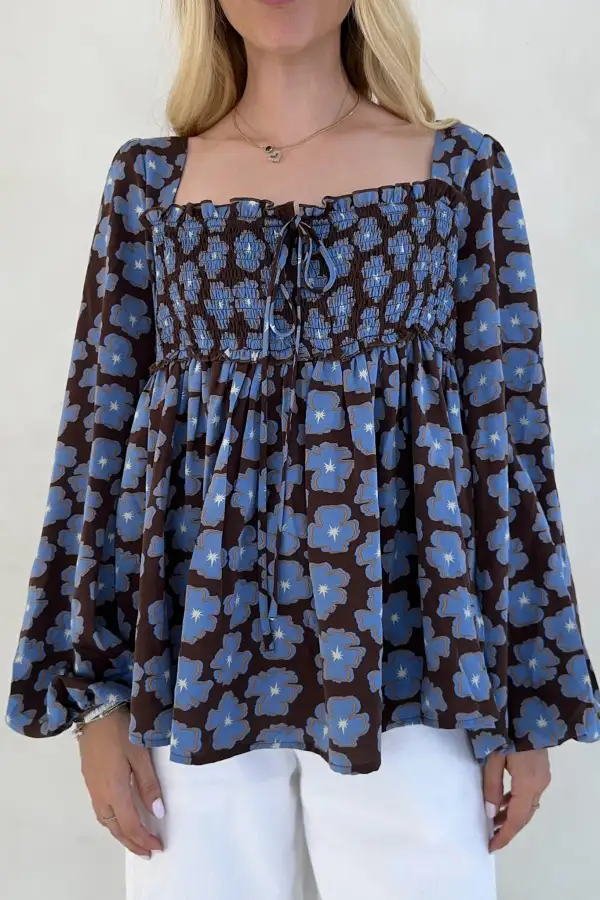 Floral Printed Smocked Top