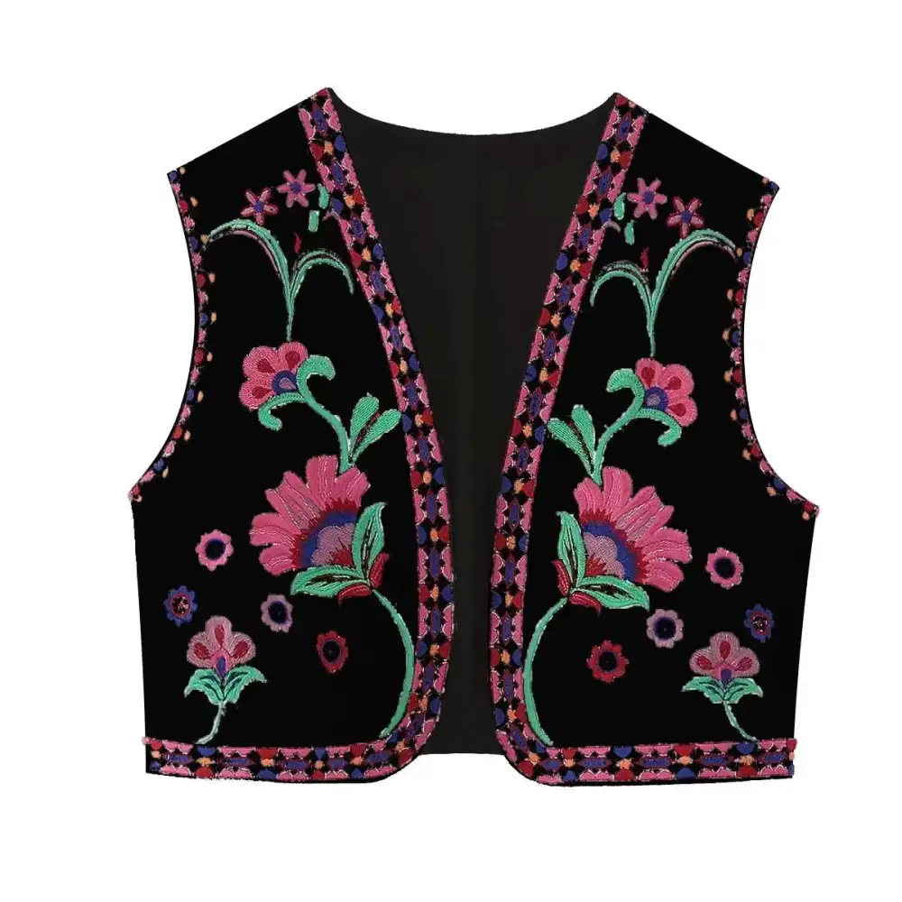 Embroidered Sleeveless Vest