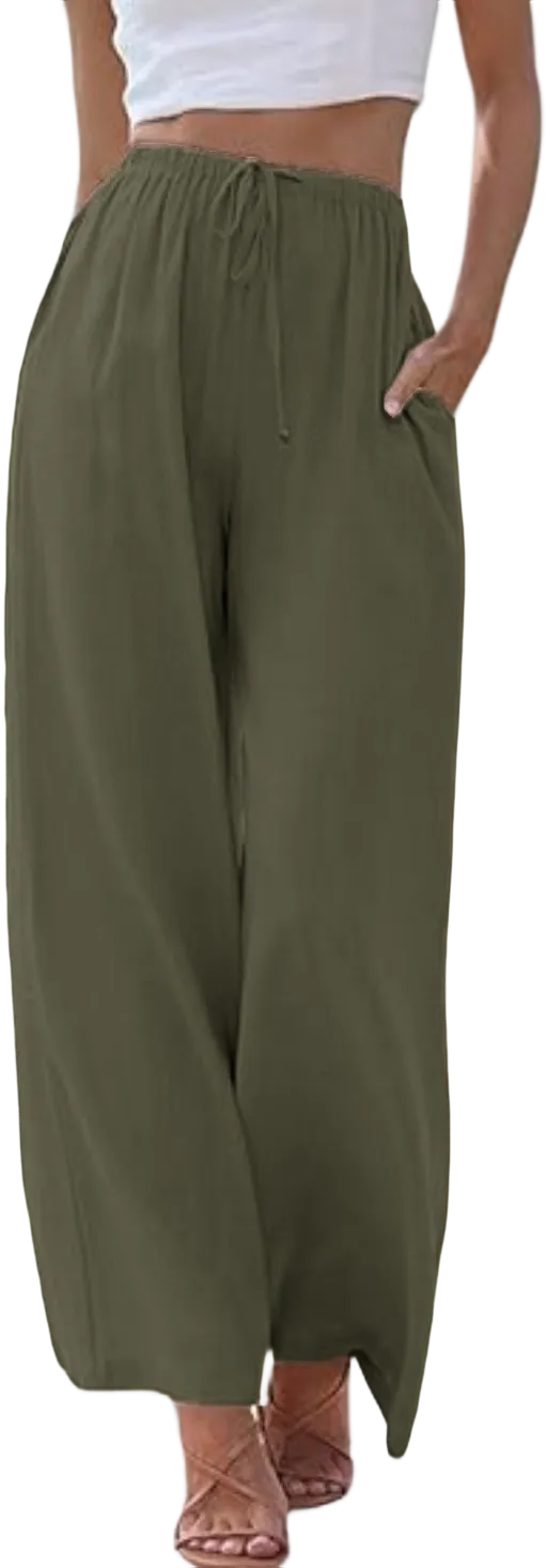 Women’s Wide Leg Palazzo Pants with Pockets – Lightweight Summer Trousers