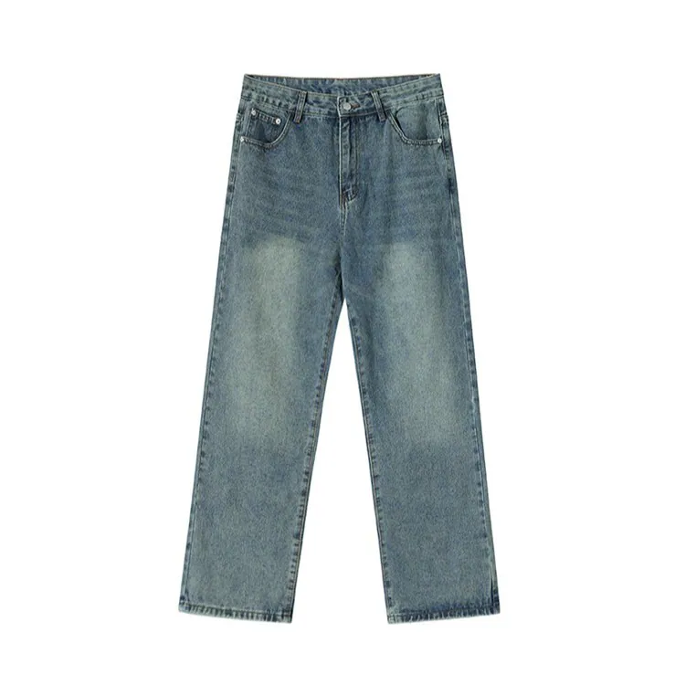 Washed Straight-Leg Denim Jeans