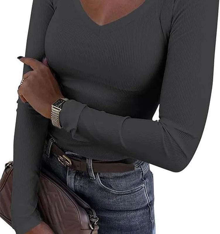 V-Neck Long Sleeve Top
