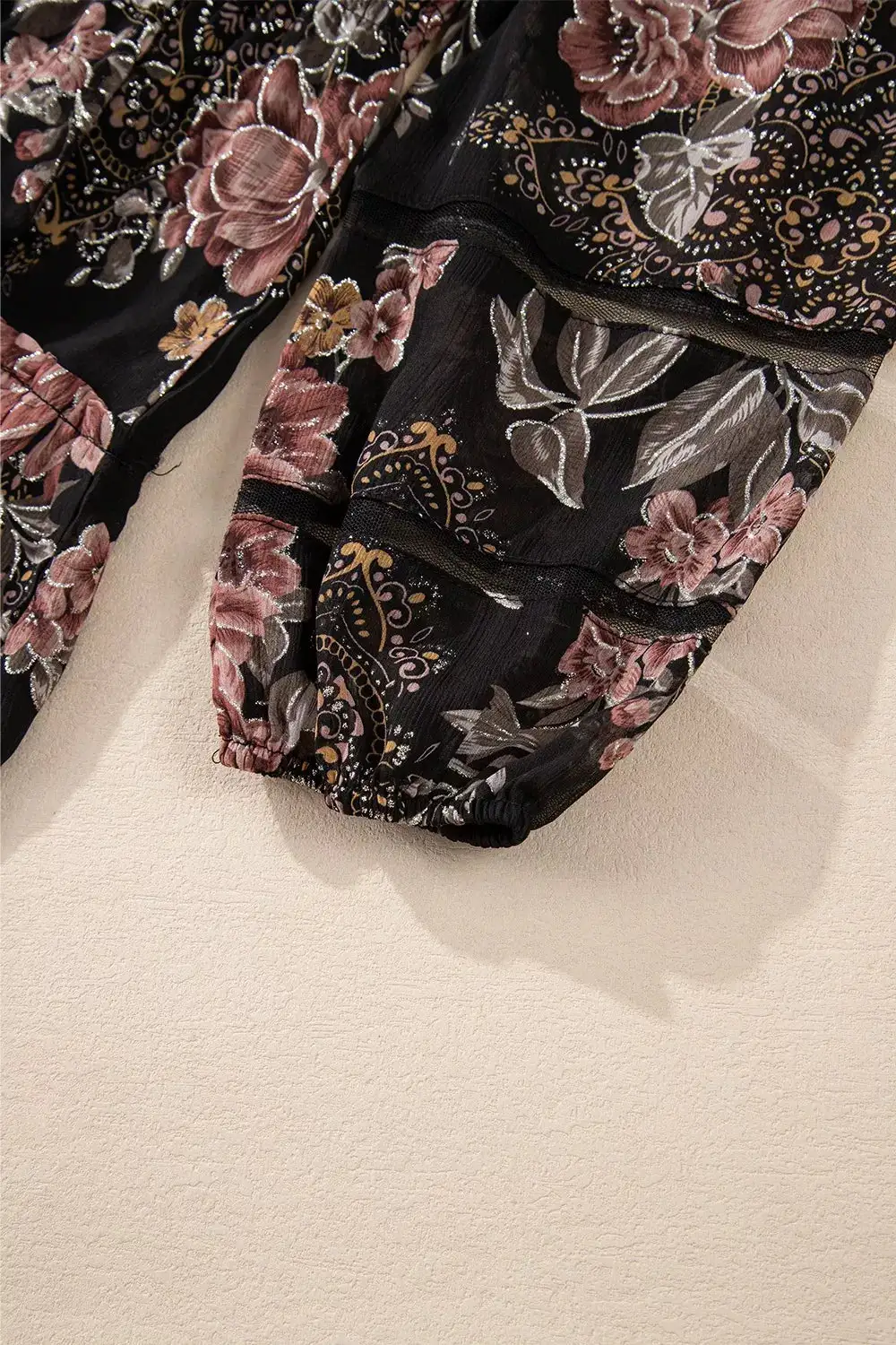 Textured Detail Floral Printed Mini Dress