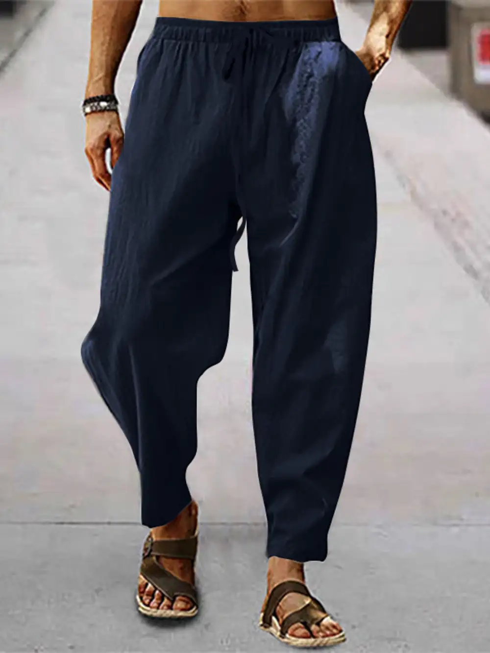 Men's Full Size Drawstring Wide Leg Pants Plus