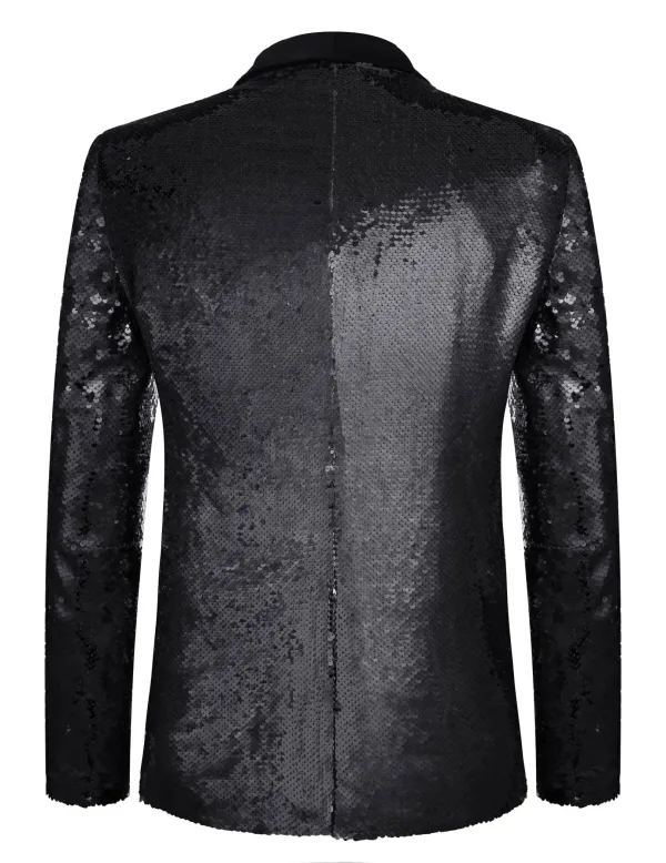 Shiny Sequin Blazer Tuxedo Suit Jacket