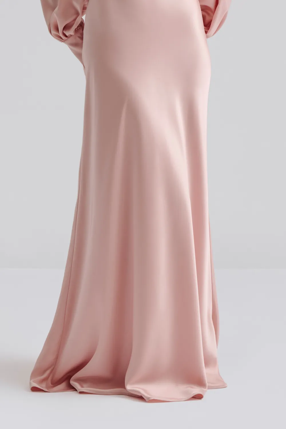 Puff Sleeve Satin Maxi Dress