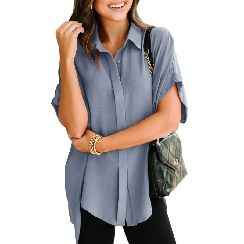 🔥Hot Sale💥Women's solid-color V-neck shirt🔥16 Colors Available