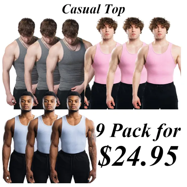 9PACK-Tank Top - Men's Shirt with Classic Design Fitness Wear Athletic Wear
