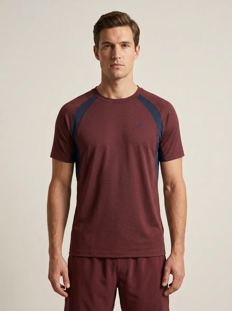 Men's Emblem Athletic Contrast-Panel Raglan Sport Crewneck T-Shirt