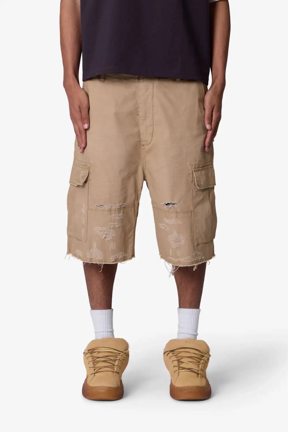 Relaxed Distressed Cargo Shorts