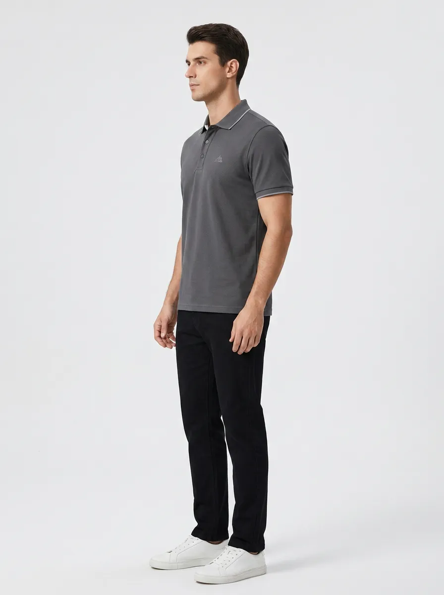 Modern Mountain-Detail Men's Polo Shirt